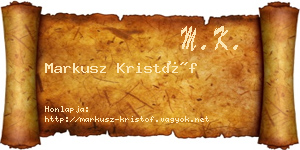 Markusz Kristóf névjegykártya